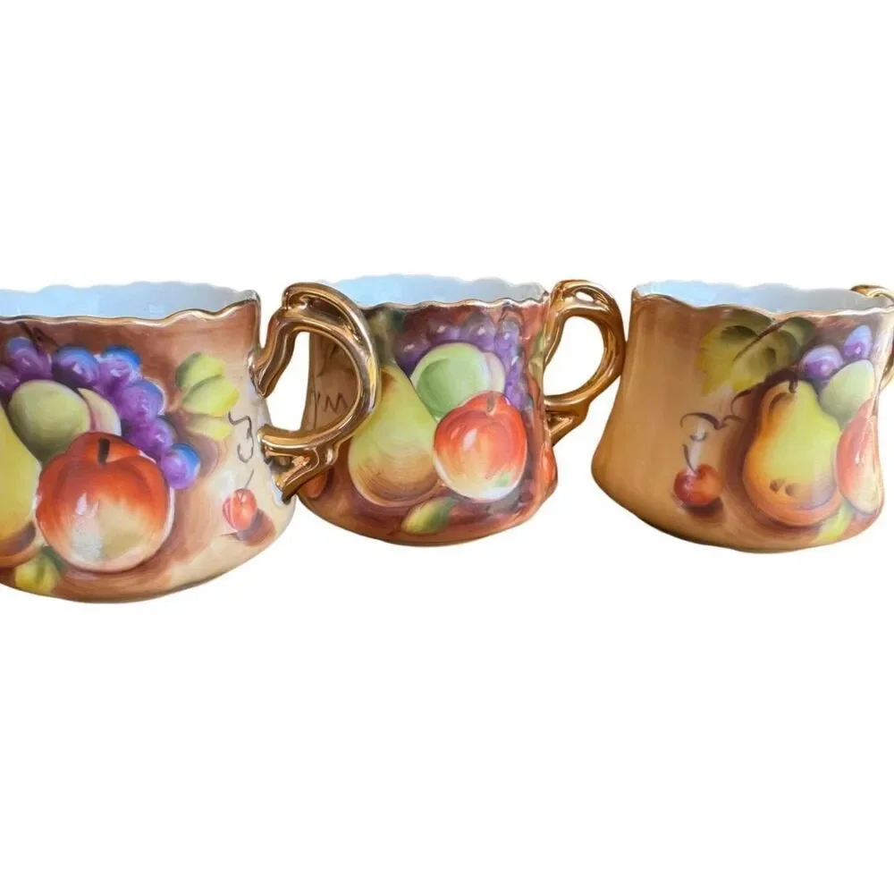Lefton China Tea Set Heritage Brown Fruit Hand Painted Tea Party Decor Bridgerto